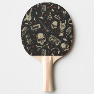Grunge muziek schedel crossbones patroon tafeltennisbatje