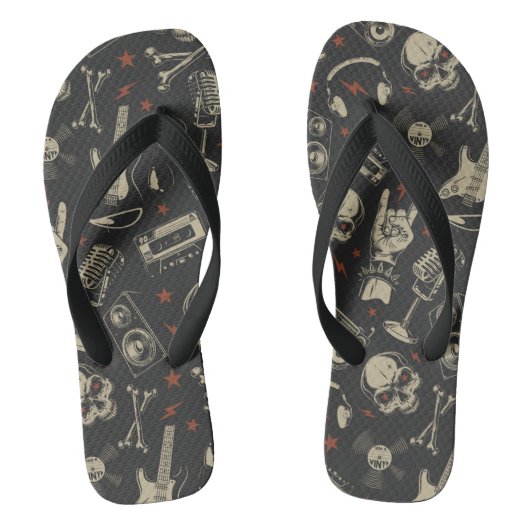 Grunge muziek schedel crossbones patroon teenslippers (Voetbed)
