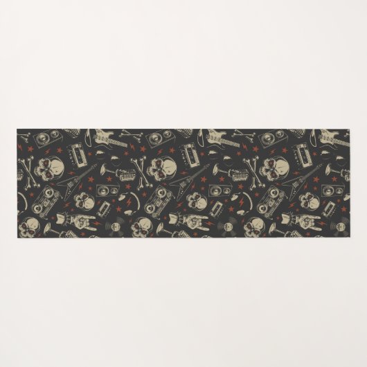 Grunge muziek schedel crossbones patroon yogamat (Achterkant (horizontaal))