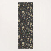 Grunge muziek schedel crossbones patroon yogamat (Achterkant)