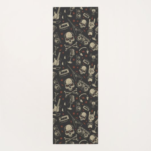 Grunge muziek schedel crossbones patroon yogamat (Achterkant)