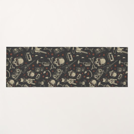 Grunge muziek schedel crossbones patroon yogamat (Voorkant (horizontaal))