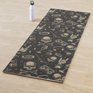 Grunge muziek schedel crossbones patroon yogamat