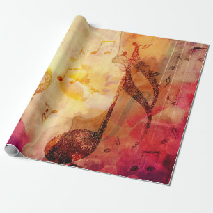 Grunge muzieknoten met viool cadeaupapier