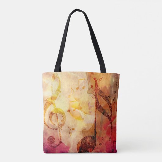 Grunge muzieknoten met viool tote bag (Achterkant)
