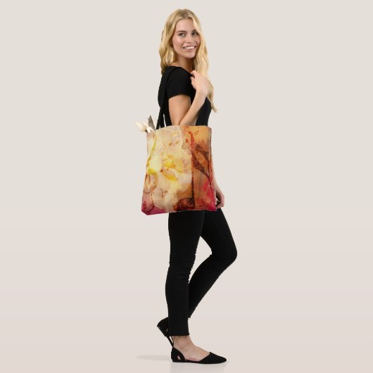 Grunge muzieknoten met viool tote bag (Op model)