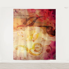 Grunge muzieknoten met viool wandkleed