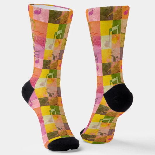 Grunge Muzieksymbolen | Esthetische muziekkunst Sokken (Gebogen)