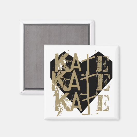 Grunge naam op geometrisch hart magneet (Voorkant / Achterkant)