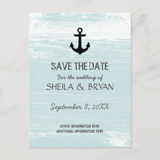 Grunge Nautical Save the Date Briefkaart (Voorkant)
