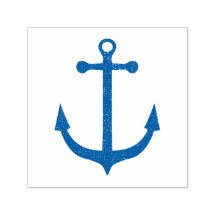 Grunge Navy Blauwe Zeeanker Zelfinkende Stempel