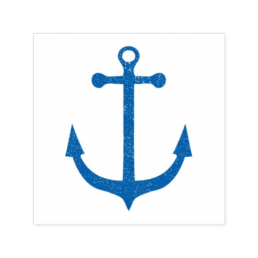 Grunge Navy Blauwe Zeeanker Zelfinkende Stempel (Design)