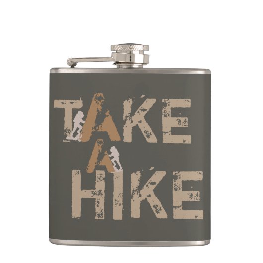 Grunge Neem een Hike Typografie Heupfles (Voorkant)