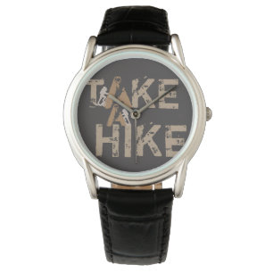 Grunge Neem een Hike Typografie Horloge