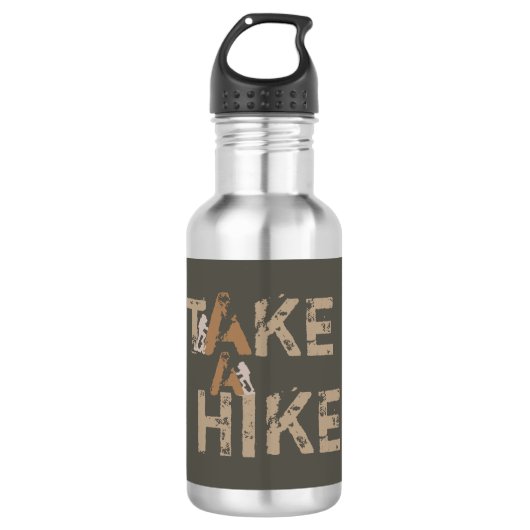 Grunge Neem een Hike Typografie Waterfles (Voorkant)