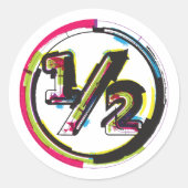Grunge Neon Half Symbool Ronde Sticker (Voorkant)