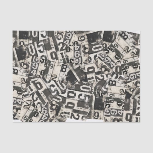 Grunge Nummers Decoupage Scrapbook Collage Gift Tissuepapier (Voorkant)