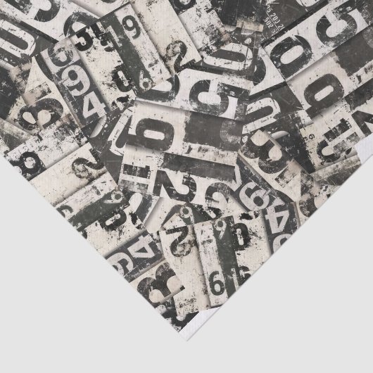 Grunge Nummers Decoupage Scrapbook Collage Gift Tissuepapier (Detail)