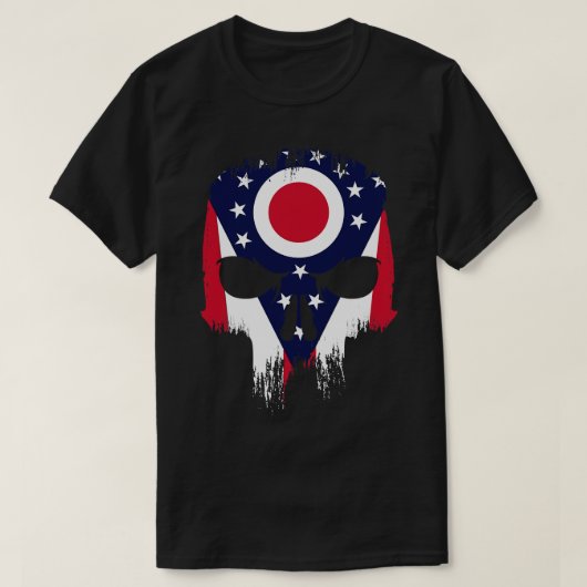  Grunge Ohio State Flag Skull T-shirt (Design voorkant)