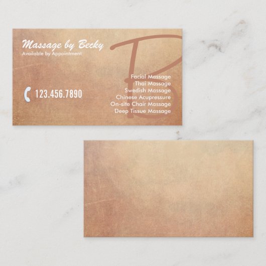  Grunge Old Massage Therapy Visitekaartje (Voorkant / Achterkant)