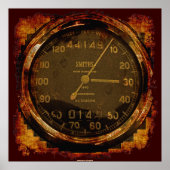 Grunge Old-style Speedometer Auto Art Poster (Voorkant)