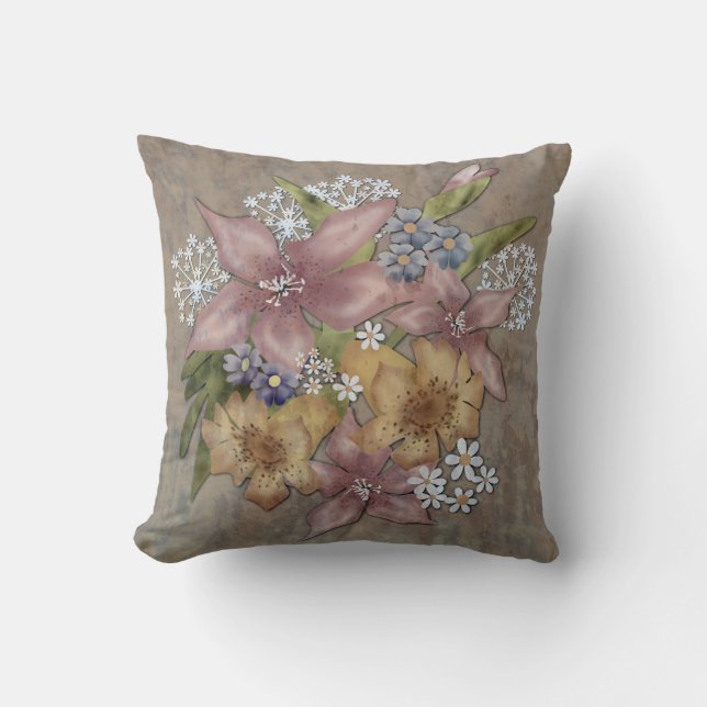 Grunge oldish retro  floral spring bouquet kussen (Voorkant)