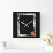 Grunge oldish retro  roos koraalbloem vierkante klok (Huis)