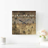 Grunge olidish  lace retro ornamental design vierkante klok (Huis)