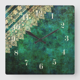 Grunge olidish  lace retro ornamental design vierkante klok