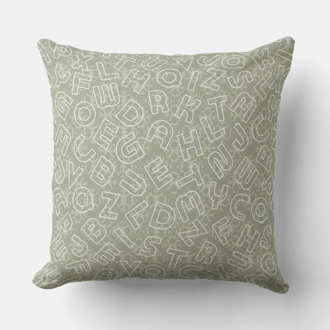 Grunge Olive Alphabet Inspirerend Pillow Kussen (Voorkant)