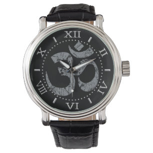 Grunge OM Symbool Spiritualiteit Yoga Dial Horloge