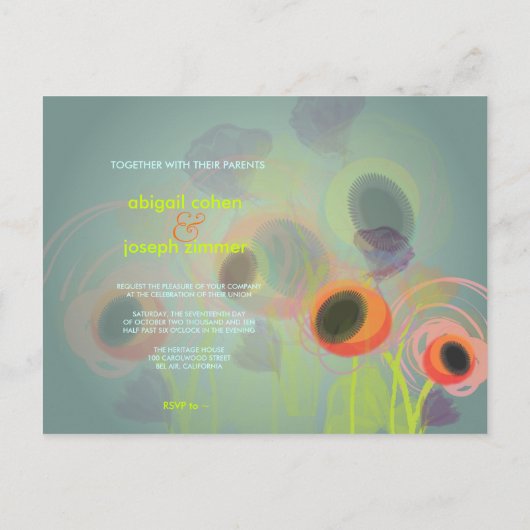 Grunge Oranje poppies, briefkaarten voor uitvindin (Achterkant)