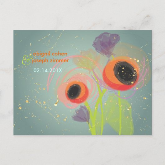 Grunge Oranje poppies, briefkaarten voor uitvindin (Voorkant)