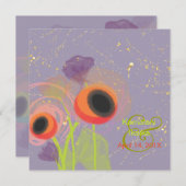 Grunge Oranje poppies, voeg uw achtergrond toe Kaart (Voorkant / Achterkant)