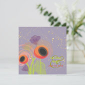 Grunge Oranje poppies, voeg uw achtergrond toe Kaart (Staand voorkant)