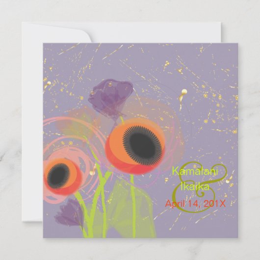 Grunge Oranje poppies, voeg uw achtergrond toe Kaart (Voorkant)