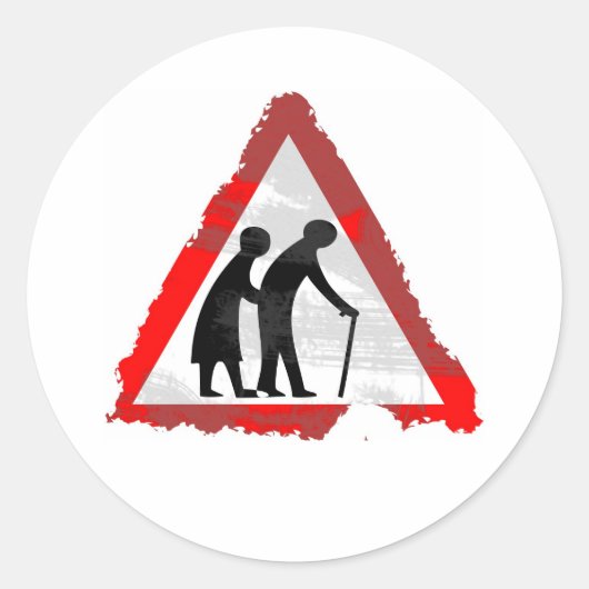 Grunge Ouderenzymbool Ronde Sticker (Voorkant)