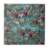 Grunge Owls with sugar skulls Tegeltje (Voorkant)