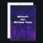 Grunge Paars Blue Abstract 21st Birthday Mans 2 Kaart<br><div class="desc">Grunge Masculine Paars Blue,  Abstract 21st Birthday,  partijuitnodiging.Pas uw eigen details aan of verander de kleur en stijl van tekst.</div>