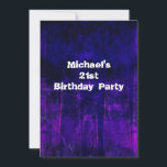 Grunge Paars Blue Abstract 21st Birthday Mans 2 Kaart<br><div class="desc">Grunge Masculine Paars Blue,  Abstract 21st Birthday,  partijuitnodiging.Pas uw eigen details aan of verander de kleur en stijl van tekst.</div>