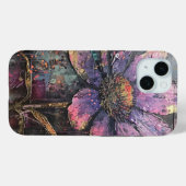 Grunge Paarse Daisy Abstracte Kunst Monogram Case-Mate iPhone Case (Achterkant (horizontaal))