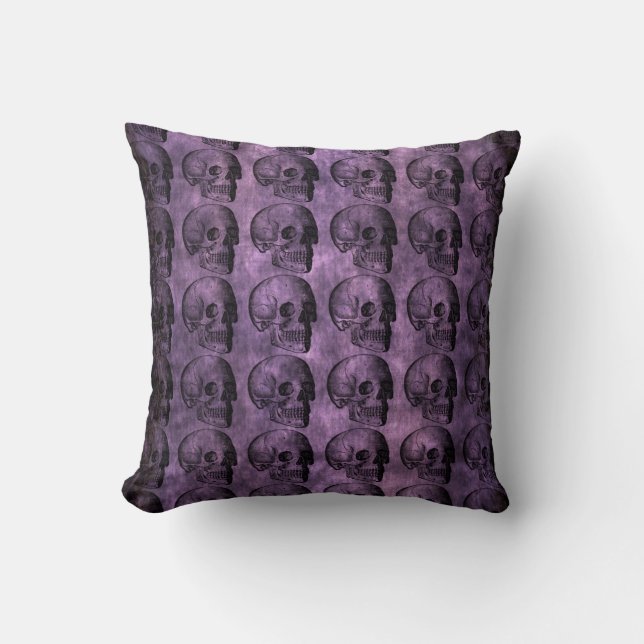 Grunge Paarse Skulls Mojo Pillow Kussen (Voorkant)