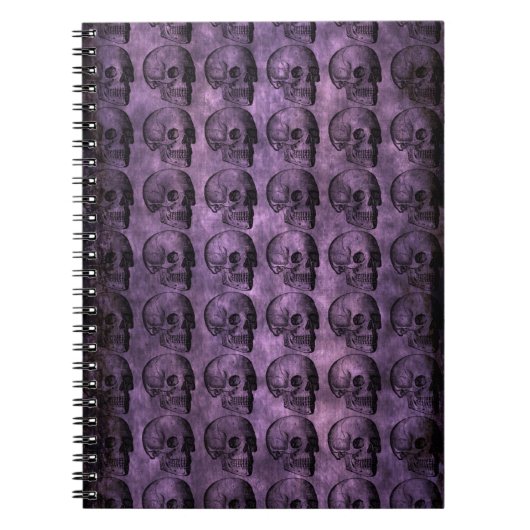 grunge Paarse Skulls Notitieboek (Voorkant)