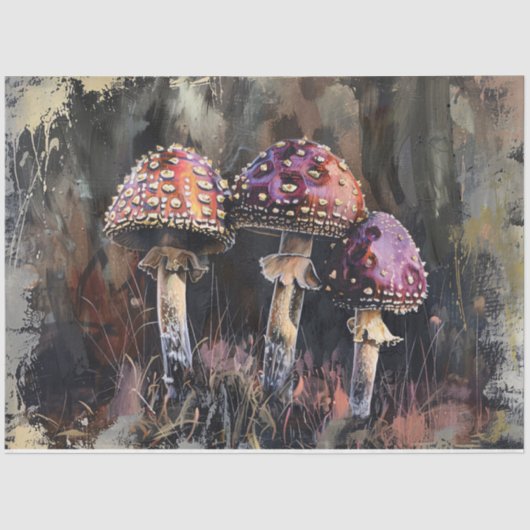 Grunge Paddenstoelen Illustratie Decoupage Tissuepapier (Voorkant)
