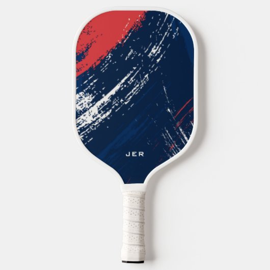 Grunge Paint Monogrammed Initialen Red White Blue Pickleball Paddle (Achterkant)