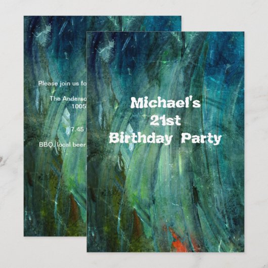 Grunge Paint Smudge 21st Birthday Mans 014 Kaart (Voorkant / Achterkant)