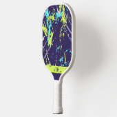 Grunge Paint Splash Monogram Eerste Letters Blauwe Pickleball Paddle (Links)