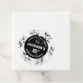 Grunge Paint Splatter Black & White Birthday Bedankjes Labels (In situ)