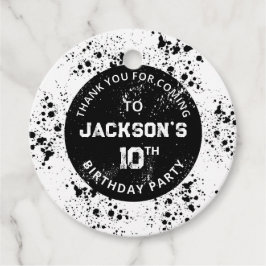 Grunge Paint Splatter Black & White Birthday Bedankjes Labels