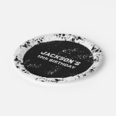 Grunge Paint Splatter Black & White Birthday Papieren Bordje (Gekanteld)